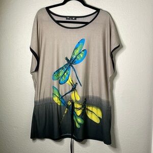 Temptation Italy Grey and Black Dragonfly Print size XL